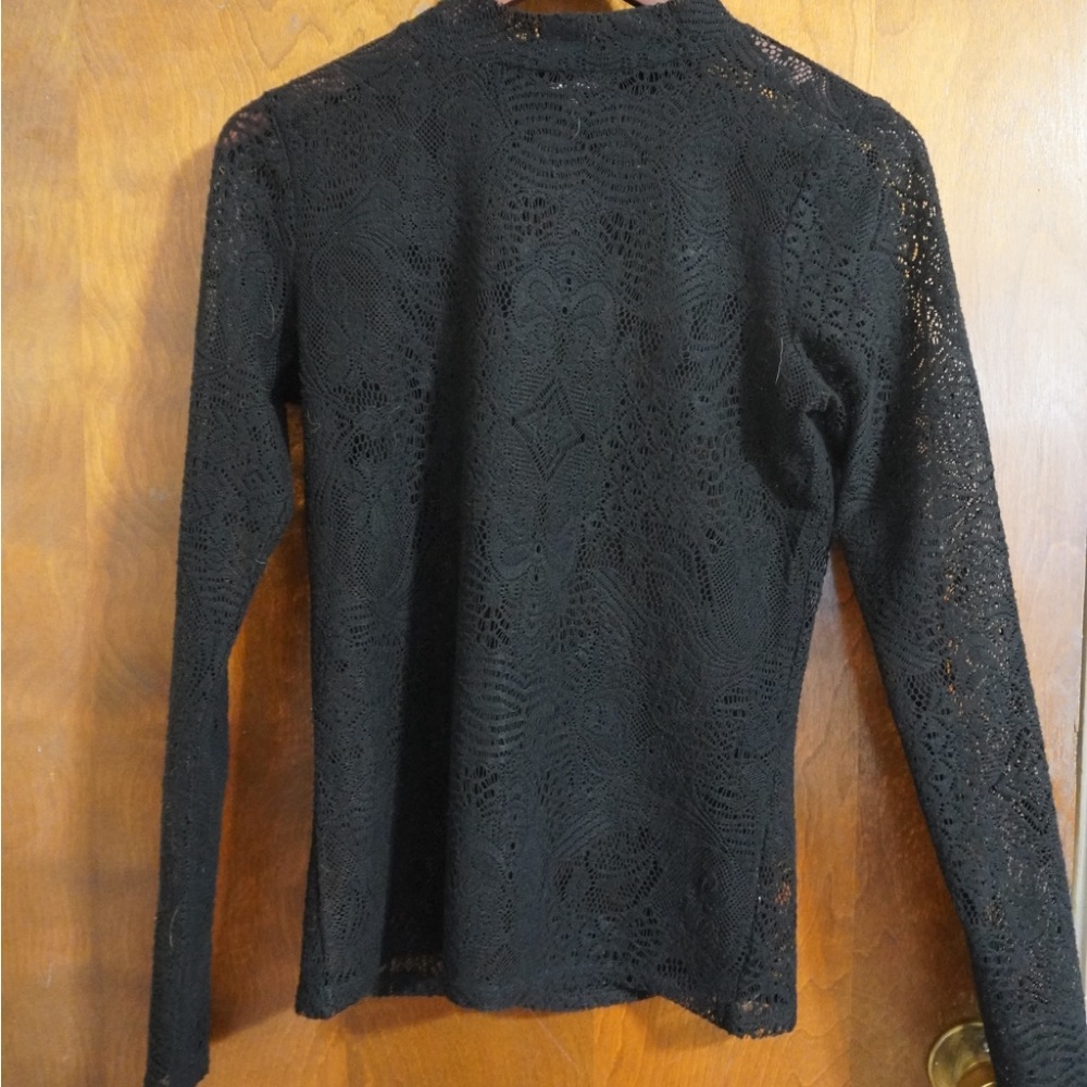 Express Black Lace Long Sleeve Top